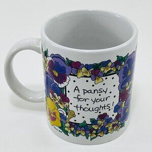 Vintage 1994 Suzy Zoo Mug Pansy For Thoughts Women Garden Gardener Flower Spring